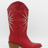 Stivali Moonrise western cowboy boots in red leather womens shoes