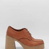 Milan platform lace-ups in cognac leather women's shoes