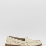 Stivali Baldanza penny loafers in ivory leather with western embroidery women's shoes