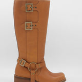Naomi moto boots in cognac leather women's shoes