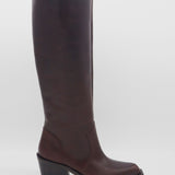 Runaway knee-high tall boots in mahogany leather women's shoes