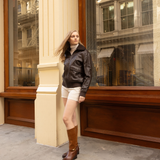 Amarise western boot in brown suede leather