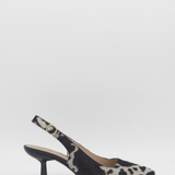 Stivali Lusso slingback kitten heel in black x white cowhide