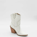 Strength western cowboy boots in ivory leather womens shoes