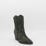 Strength western cowboy boots in olive suede leather womens shoes