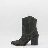 Strength western cowboy boots in olive suede leather womens shoes