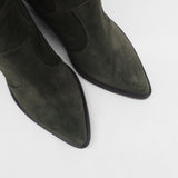 Strength western cowboy boots in olive suede leather womens shoes
