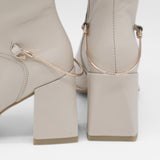 Tessa knee high boots in off white leather womens shoes