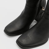 Tessa knee high boots in black leather womens shoes