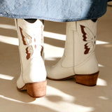 Woodstock cowboy boots in ivory leather
