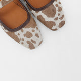 Tribeca mary jane ballet flat in tan cowhide leather womens shoes