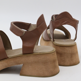 Tribe clog platform strap sandals tan leather womens shoes