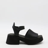 Tribe clog platform strap sandals black leather womens shoes