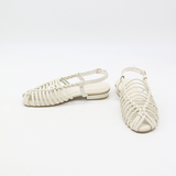 Troya braided crochet sandals in off white leather women shoes