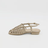 Troya braided crochet sandals in gold leather womens shoes