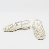 Troya braided crochet sandals in off white leather women shoes