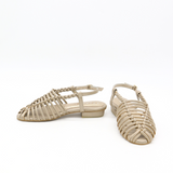 Troya braided crochet sandals in gold leather womens shoes