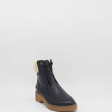 Vail ankle boots in black upper leather and shearling lining womens shoes