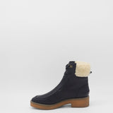 Vail ankle boots in black upper leather and shearling lining womens shoes