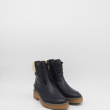 Vail ankle boots in black upper leather and shearling lining womens shoes