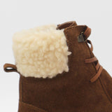 Vail ankle boots in brown suede leather and shearling lining womens shoes