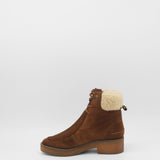 Vail ankle boots in brown suede leather and shearling lining womens shoes