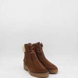 Vail ankle boots in brown suede leather and shearling lining womens shoes