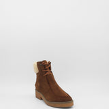 Vail ankle boots in brown suede leather and shearling lining womens shoes