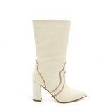 Wayuu western boots in off white leather womens shoes