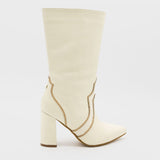 Wayuu western boots in off white leather womens shoes