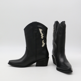 Woodstock western cowboy boots in black leather womens shoes