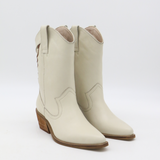 Woodstock western cowboy boots in off white leather womens shoes
