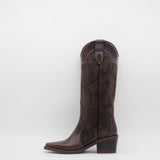 Stivali Agiatezza western boots in chocolate brown leather x suede