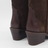 Stivali Agiatezza western boots in chocolate brown leather x suede