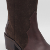 Stivali Agiatezza western boots in chocolate brown leather x suede