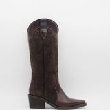 Stivali Agiatezza western boots in chocolate brown leather x suede