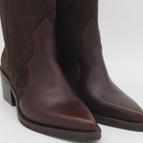 Stivali Agiatezza western boots in chocolate brown leather x suede