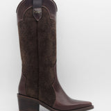 Stivali Agiatezza western boots in chocolate brown leather x suede