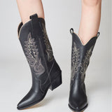 Loyal western cowboy boots in black leather women's shoes