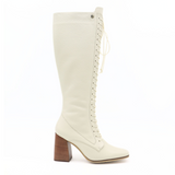 Renaissance boots in ivory leather