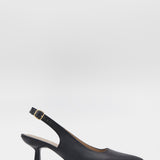 Stivali Lusso slingback kitten heel in black leather women's shoes