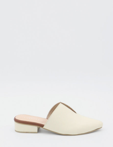 ◆PAES◆ Soft Twist Mule Ivory Pijao Slip On Mule in Ivory Leather Handmade by Stivali New
