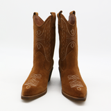 Unstoppable cowboy boots in tan caramel suede