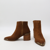 Burningman western inspired ankle boots in tan caramel suede