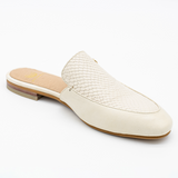 Bond slip on mules in ivory croc embossed leather