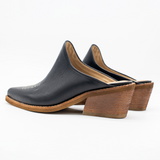 Heritage western mules in black leather