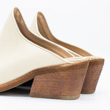 Heritage western mules in ivory leather