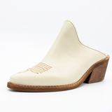 Heritage western mules in ivory leather