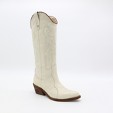 Moxie western cowboy boots in ivory leather (off-white)