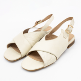 Roots sandals in ivory/embossed leather